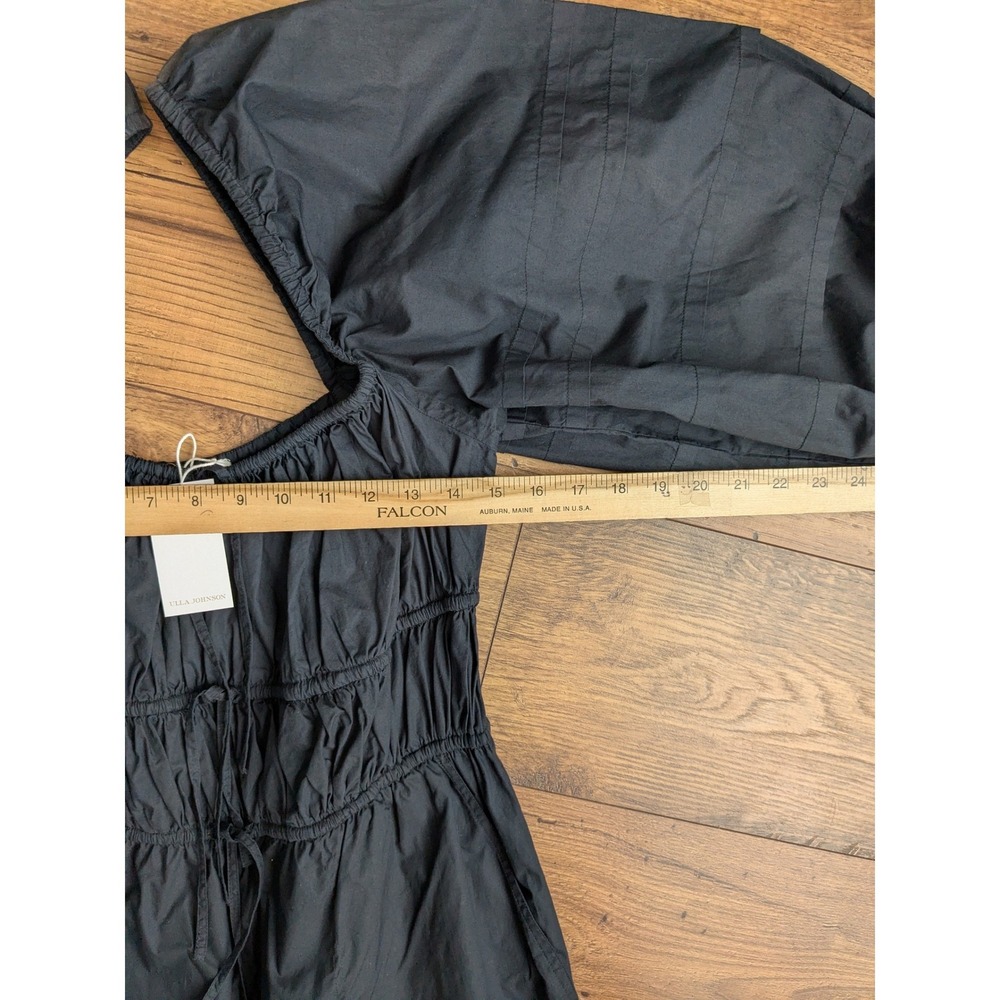 Ulla Johnson Amalie Jumpsuit Black Square Neck Puff Sleeve Tie Waist 8 READ - Picture 13 of 16